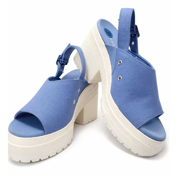 Converse Chuck Taylor All Star De Luxe Heel Sandal Blue Canvas A13810F Womens 10 - Picture 5 of 6